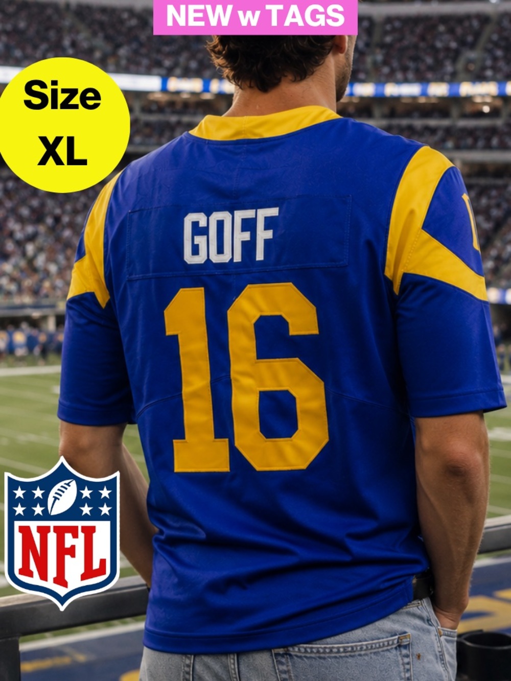 NEW w TAGS 🏷️ JARED GOFF LA RAMS Football Jersey #16 (Men’s X-Large)